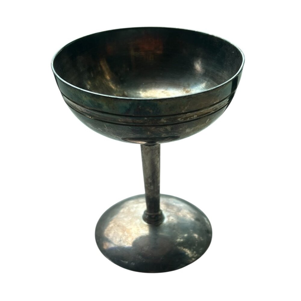 Vintage French Silver Plated Goblet Wine Drinking Cups Champagne 4" H x 3" W